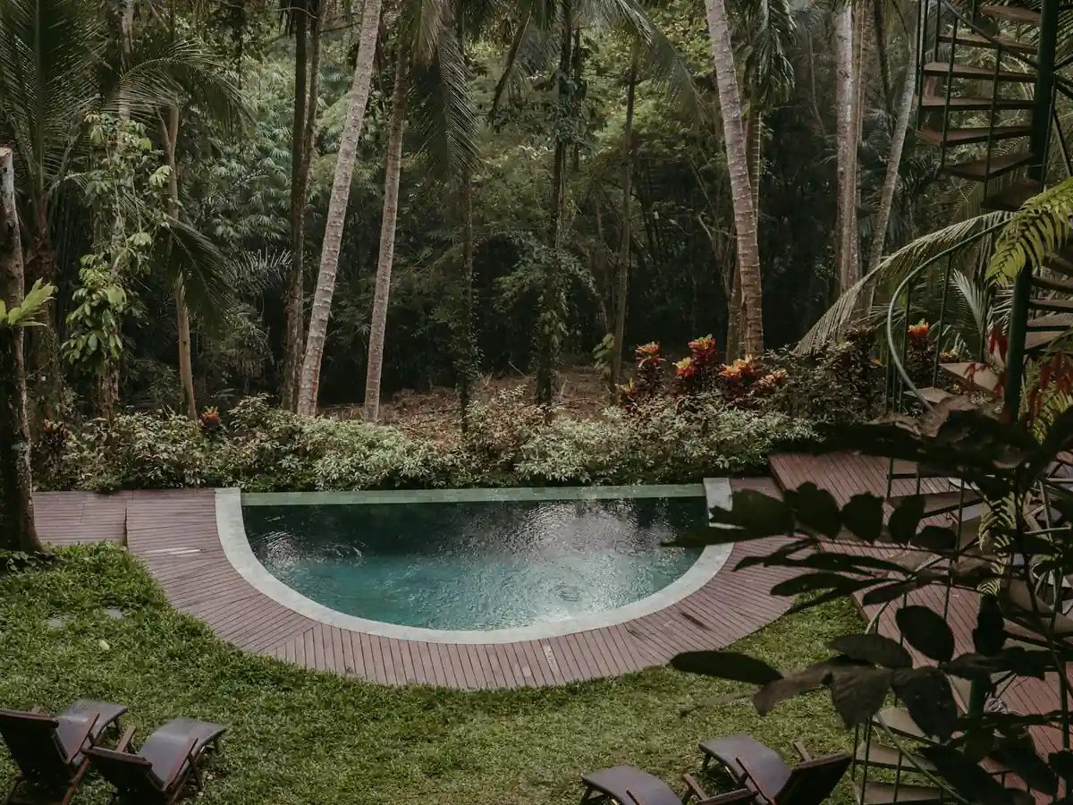 A small pool in a jungle garden in Ubud